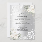 Zilveren diamanten bloemen 60e trouwdag kaart (Voorkant)