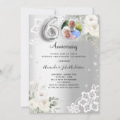 Zilveren diamanten bloemen 60e trouwdag kaart (Voorkant)