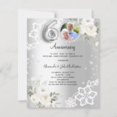 Zilveren diamanten bloemen 60ste huwelijksuitnodig (Voorkant)