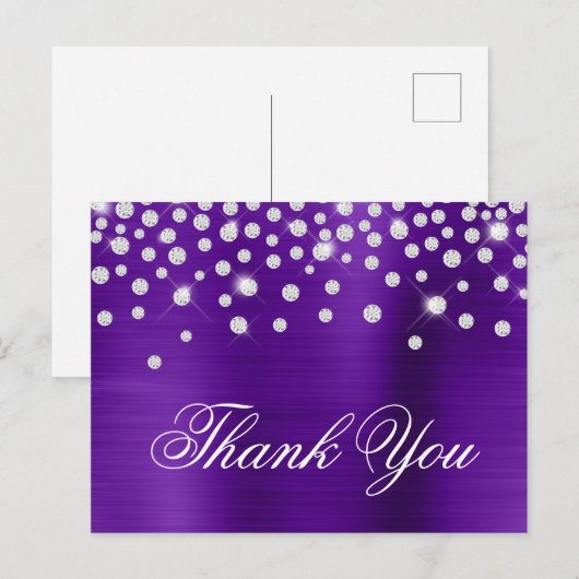 Zilveren Diamanten Confetti Indigo Satijn Folie Briefkaart (Voorkant / Achterkant)