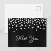 Zilveren diamanten confetti zwarte satijnen gradië briefkaart (Voorkant / Achterkant)