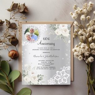 Zilveren diamanten en bloemen 60ste trouwdag uitno