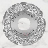 Zilveren diamanten en rood hart wijnglaslabel (Achterkant)