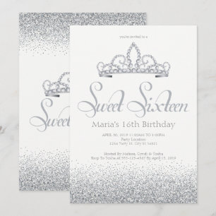 Zilveren diamanten en zoete zestien uitnodigingen