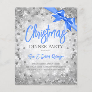 Zilveren diamanten glinsteren Kerst uitnodiging bl Flyer