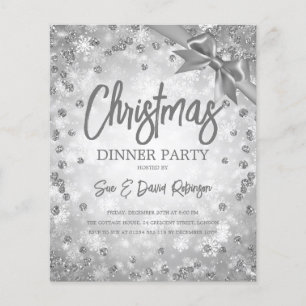 Zilveren diamanten glinsteren Kerstvakantie uitnod Flyer