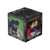 Zilveren diamanten Glitter Zwart gepersonaliseerd  Kubus (Achter hoekig)