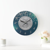 Zilveren diamanten groene 25e trouwdag grote klok (Huis)