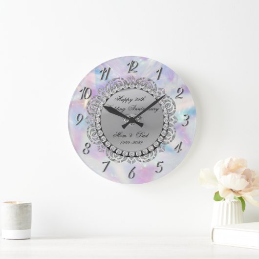 Zilveren Diamanten Holografisch 25 jaar Getrouwd Grote Klok (Huis)