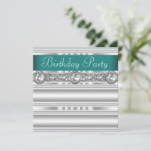 Zilveren Diamanten Jade Groen Vrouwen Feestje Kaart (Staand voorkant)