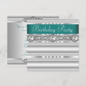 Zilveren Diamanten Jade Groen Vrouwen Verjaardagsf Kaart (Voorkant / Achterkant)