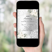 Zilveren diamanten luxe 60e trouwdag kaart