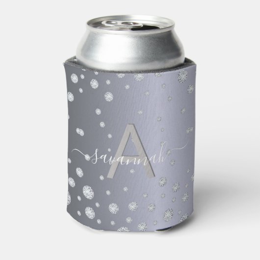 Zilveren diamanten monogram feestnaam blikjeskoeler (Blikje Achterkant)