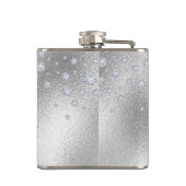 Zilveren diamanten naam monogram script heupfles (Achterkant)