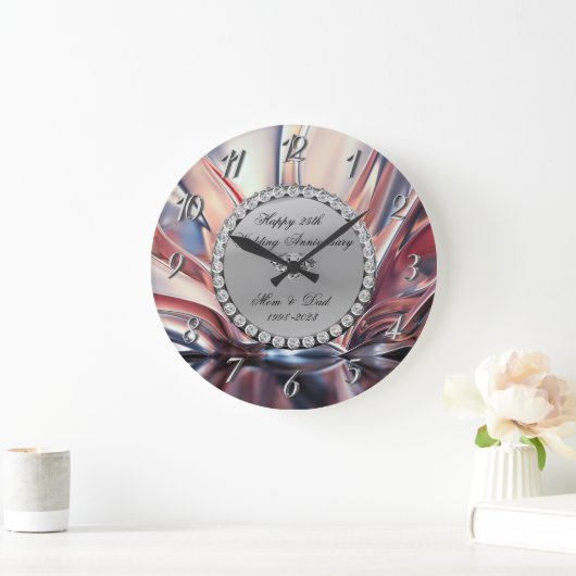 Zilveren diamanten ombre 25e trouwdag grote klok (Huis)