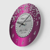 Zilveren diamanten paarse 25e trouwdag grote klok (Hoek)