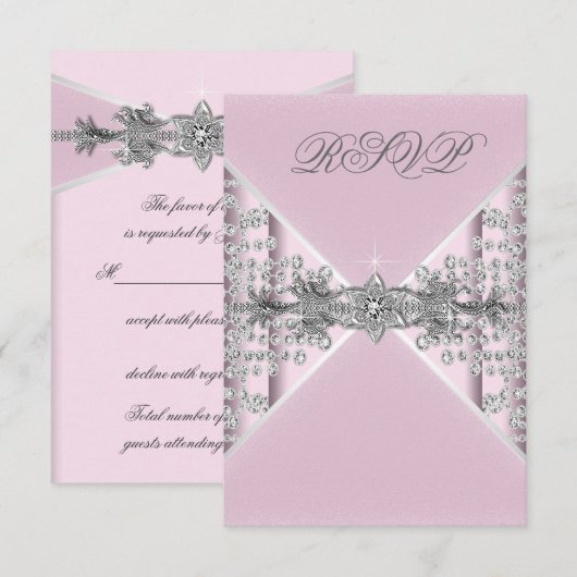 Zilveren Diamanten Roze en Zilveren RSVP (Voorkant / Achterkant)