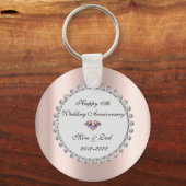 Zilveren diamanten roze goud 10e trouwdag sleutelhanger (Voorkant)