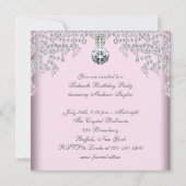 Zilveren diamanten roze Sweet 16 verjaardagsfeestj Kaart (Achterkant)