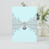Zilveren Diamanten Turquoise RSVP Kaartje (Staand voorkant)