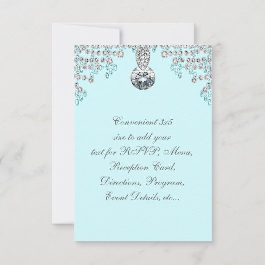 Zilveren Diamanten Turquoise RSVP Kaartje (Achterkant)