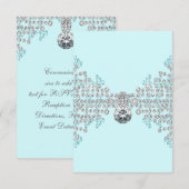 Zilveren Diamanten Turquoise RSVP Kaartje (Voorkant / Achterkant)