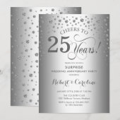 Zilveren Diamanten Verjaardagsfeest 25 Jaar Kaart (Voorkant / Achterkant)