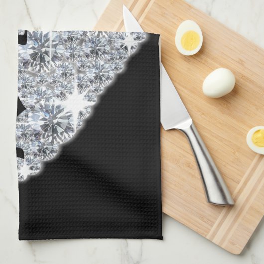  zilveren diamanthart waar ik van hou theedoek (Quarter Fold)