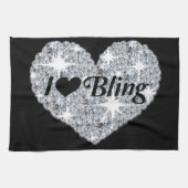  zilveren diamanthart waar ik van hou theedoek (Horizontaal)