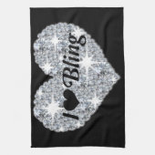  zilveren diamanthart waar ik van hou theedoek (Verticaal)