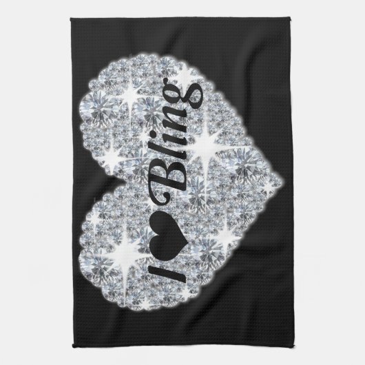  zilveren diamanthart waar ik van hou theedoek (Verticaal)