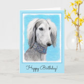 (Zilveren die) Saluki - het Leuke Originele Art. Kaart (Gele Bloem)