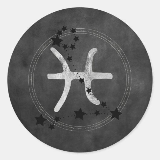 Zilveren dierenriem Vissen tweelingvis astrologie  Ronde Sticker (Voorkant)