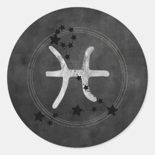 Zilveren dierenriem Vissen tweelingvis astrologie  Ronde Sticker