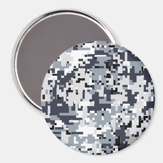 Zilveren Digitale Camouflage in Stedelijke Stijl Magneet (Voorkant / Achterkant)