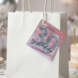 Zilveren Disco Bal 30e Verjaardag Roze Glitters Gl Bedankjes Labels