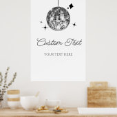 Zilveren Disco Bal Aangepaste Tekst Party Sign Poster (Keuken)