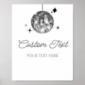 Zilveren Disco Bal Aangepaste Tekst Party Sign Poster (Voorkant)