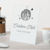 Zilveren Disco Bal Aangepaste Tekst Party Sign Reclamebord Met Voetstuk (Insitu)