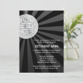 Zilveren Disco Bal Bat Mitzvah Uitnodigingen (Staand voorkant)