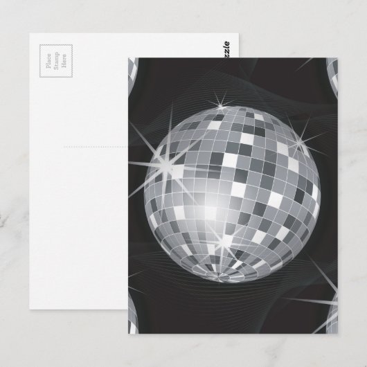 zilveren disco-bal briefkaart (Voorkant / Achterkant)