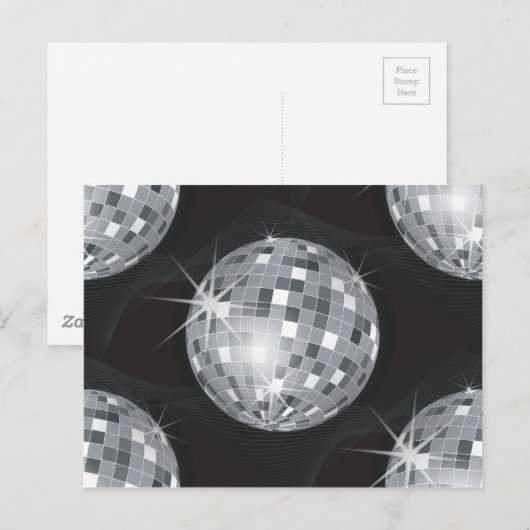 zilveren disco-bal briefkaart (Voorkant / Achterkant)