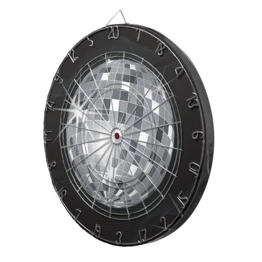 zilveren disco-bal dartbord (Voorkant Rechts)