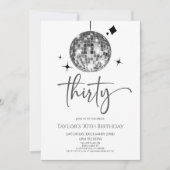 Zilveren Disco Bal Dertig 30e Verjaardagsfeest Kaart (Voorkant)