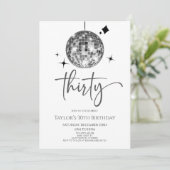Zilveren Disco Bal Dertig 30e Verjaardagsfeest Kaart (Staand voorkant)