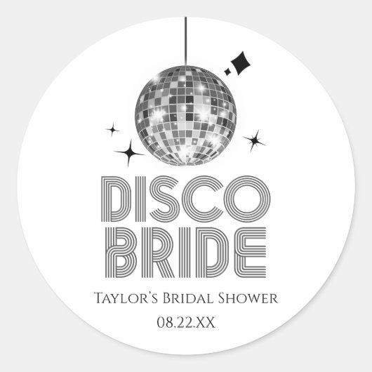 Zilveren Disco Bal Disco Bruid Bruidsfeest Ronde Sticker (Voorkant)