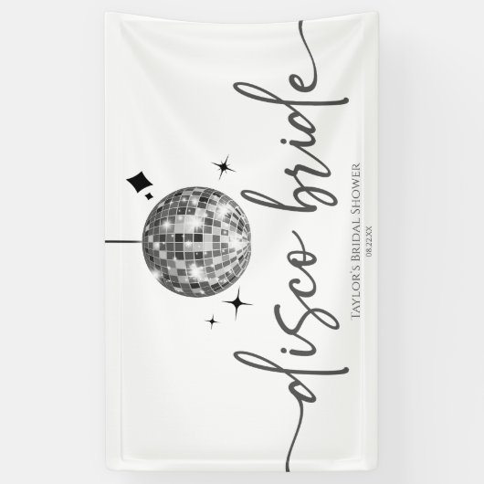 Zilveren Disco Bal Disco Bruid Bruiloft Spandoek (Verticaal)