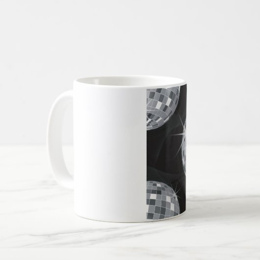 zilveren disco-bal koffiemok (Voorkant links)