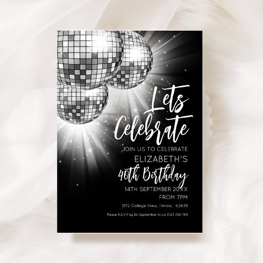 Zilveren Disco Bal Laten vieren Kaart