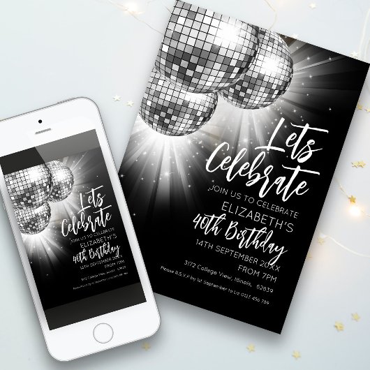 Zilveren Disco Bal Laten vieren Kaart